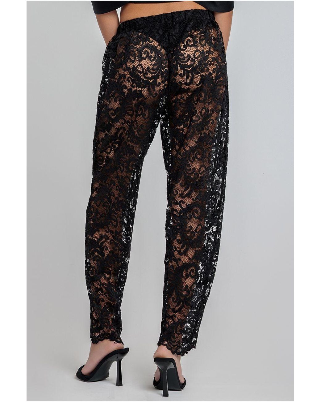 Goddiva Black Barrell Leg Scalloped Hem Trouser