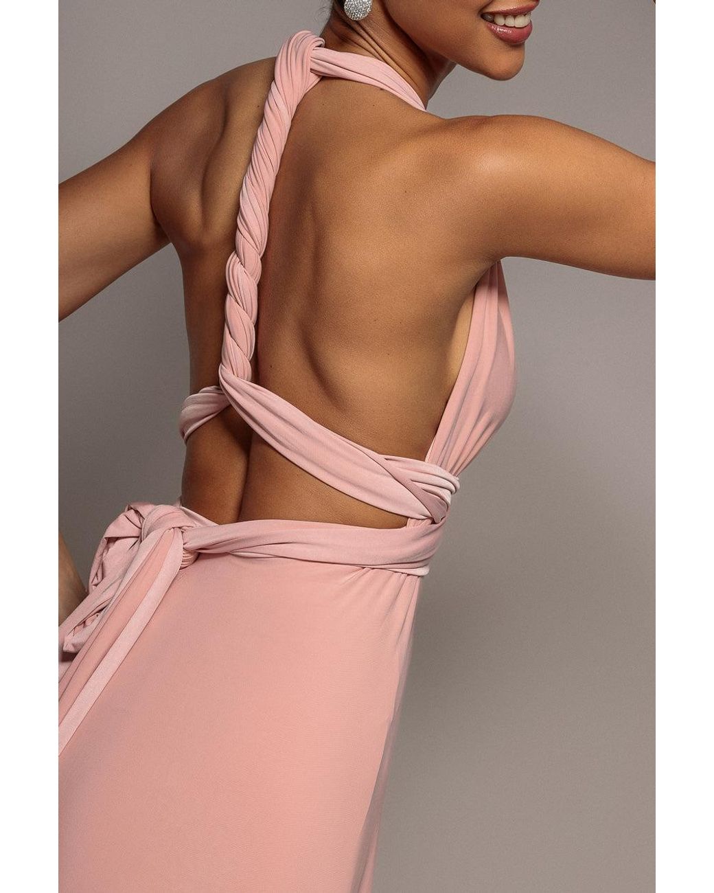Goddiva Brown Multiway Tie-Up Maxi Dress