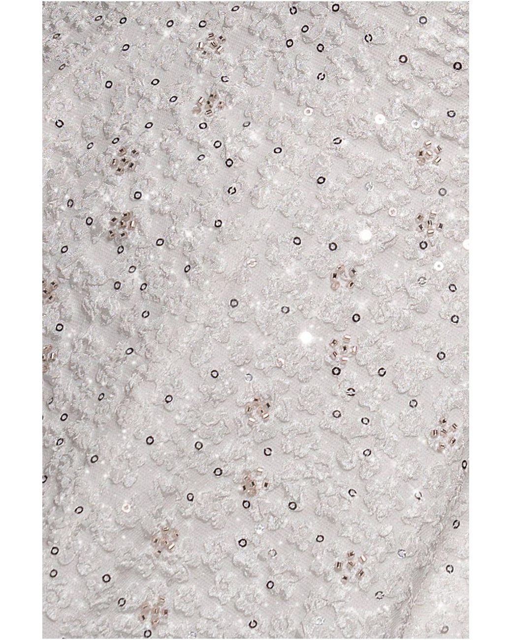 Goddiva Gray Bead Embellished Jacquard A Line Midi Dress
