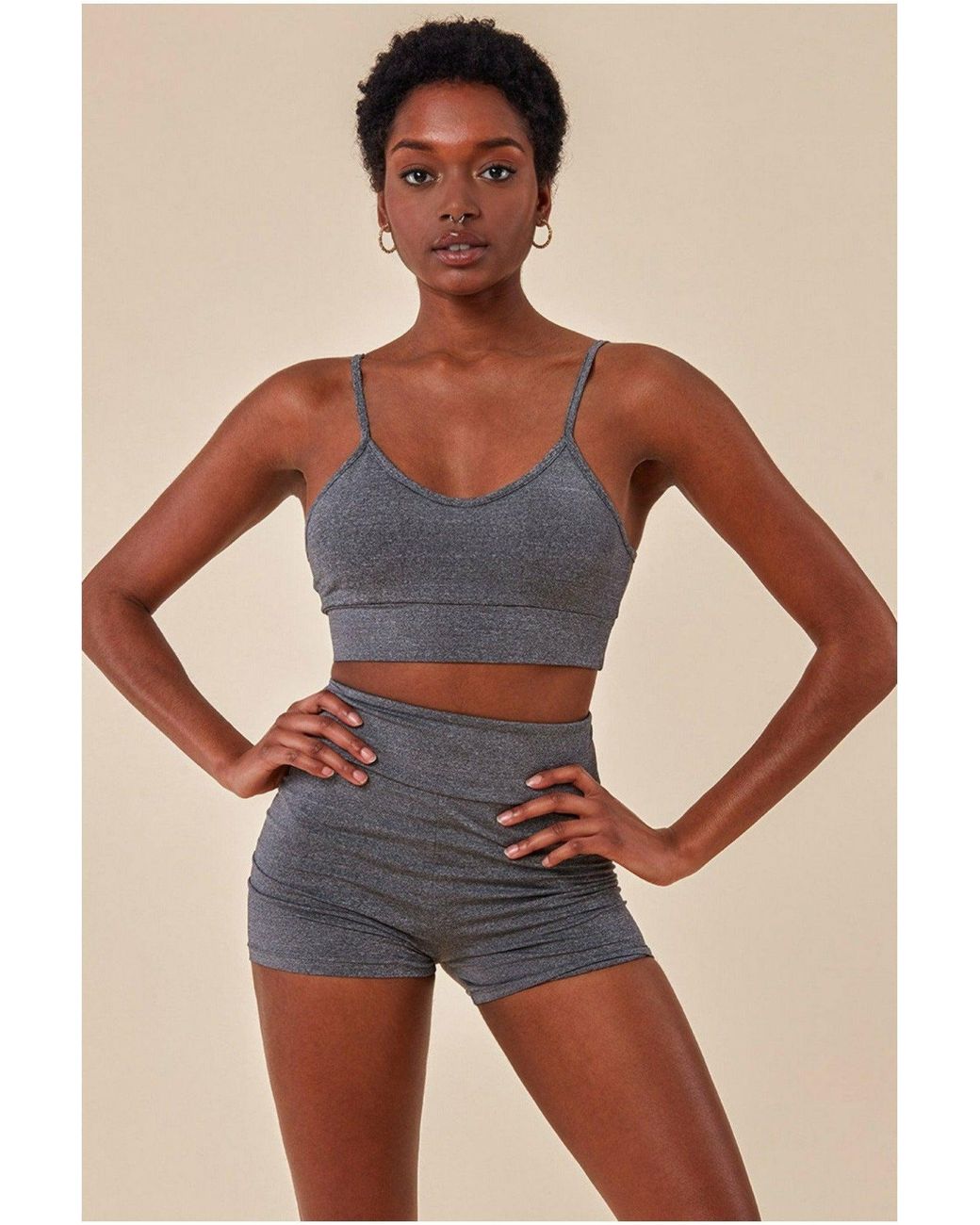 Cosmochic Natural Cropped Bralette & Cycle Short Set