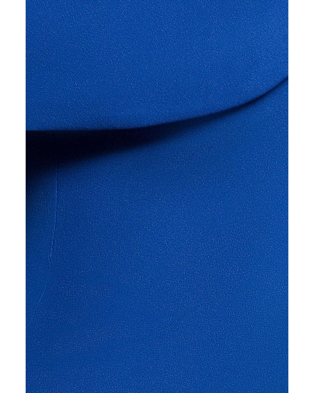 Goddiva Blue Scuba Crepe Pleated Bardot Midi Dress
