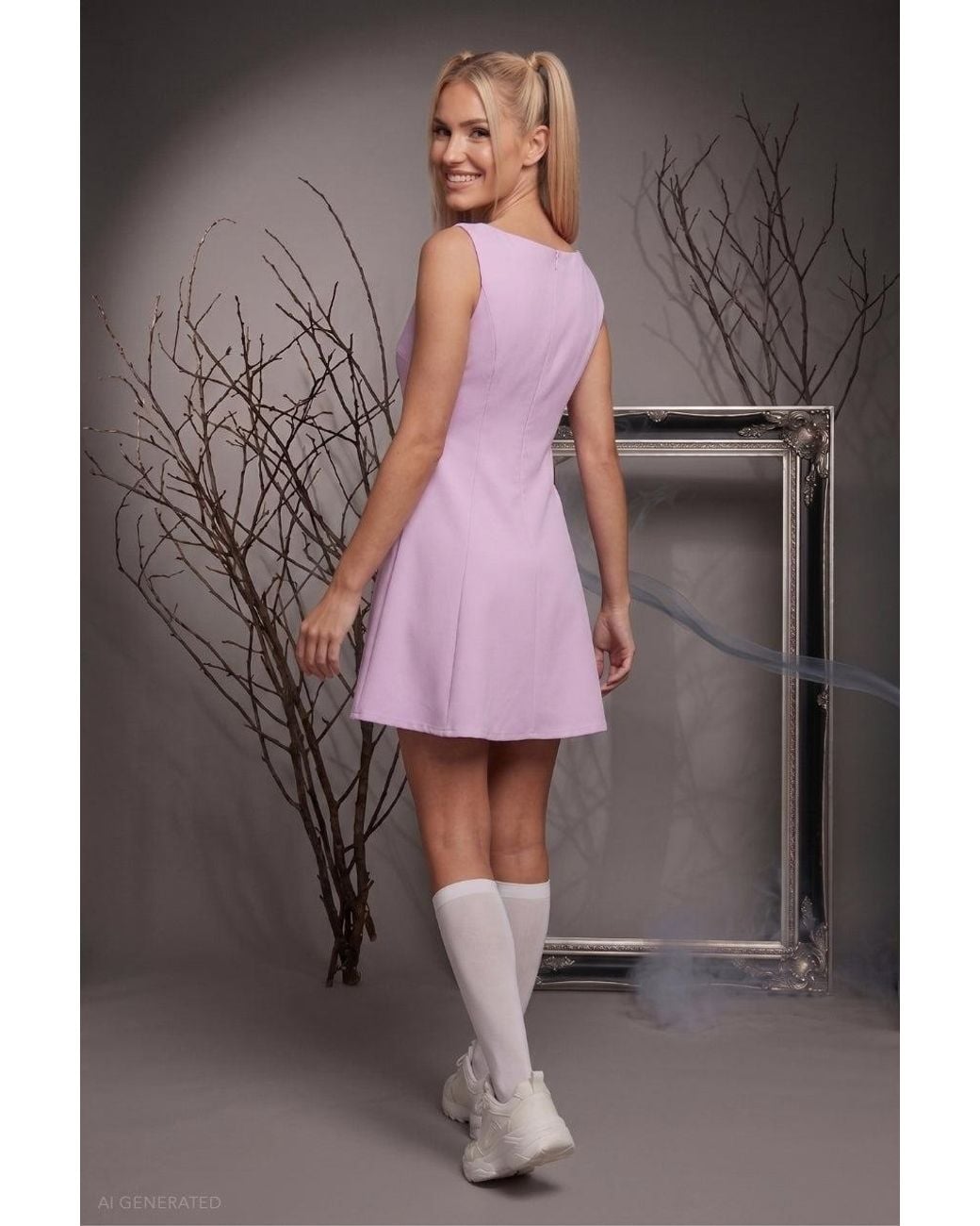 Goddiva Gray Sleeveless A-Line Mini 90S Pop Princess-Inspired Halloween Costume