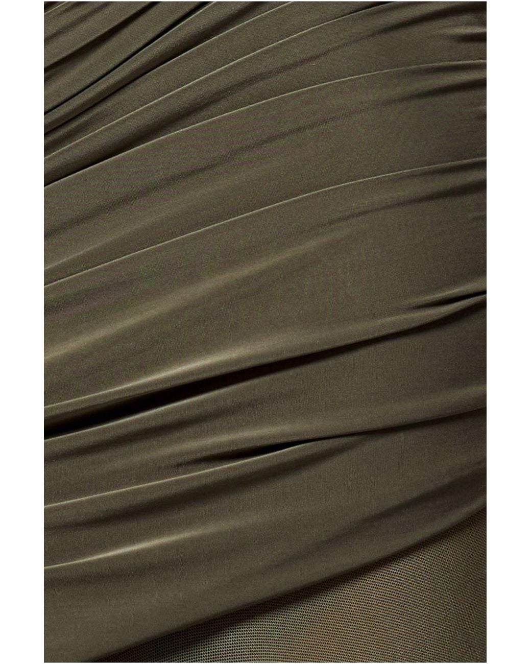 Goddiva Blue Gathered One Shoulder Sheer Panel Maxi Dress