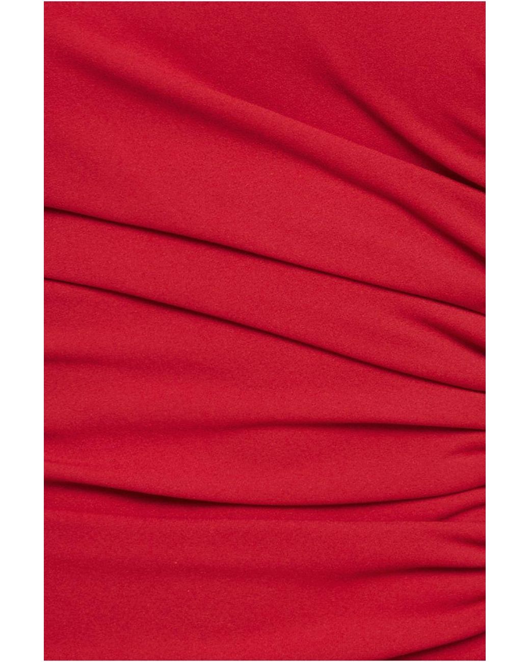 Goddiva Red Scuba Crepe Bandeau Maxi With Diamante Necklace
