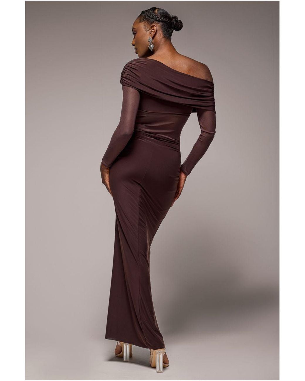 Goddiva Brown Super Split Front Drawstring Maxi Skirt