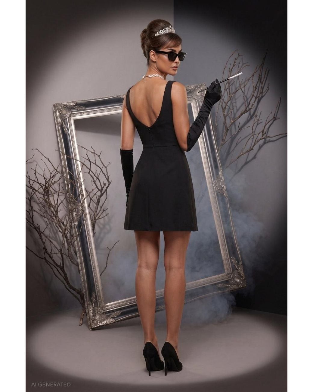 Goddiva Black Sleeveless A-Line Mini 1960's Hollywood-Inspired Halloween Costume