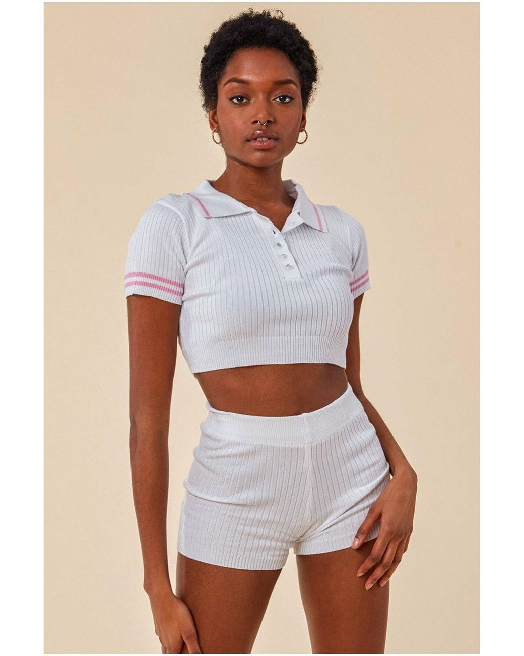 Cosmochic Natural Crop Top & Short Loungewear Set