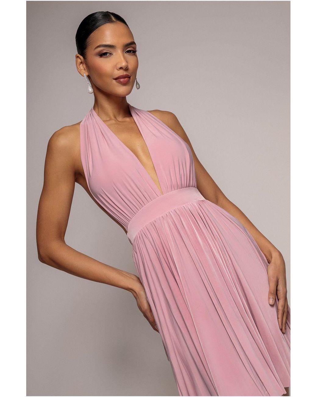 Goddiva Pink Soft Touch Multiway Skater Mini Dress