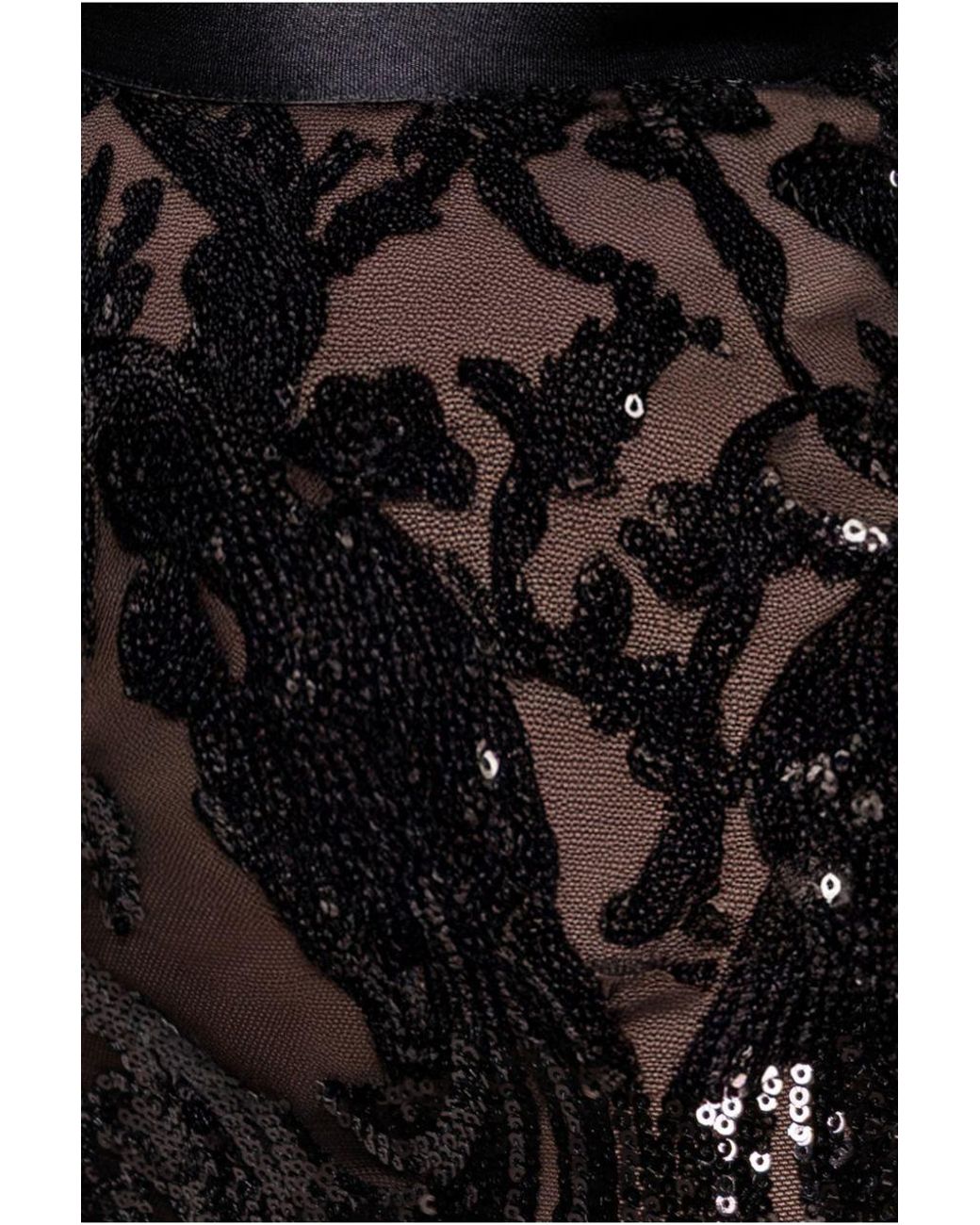 Goddiva Black Sequin & Mesh Midi Dress