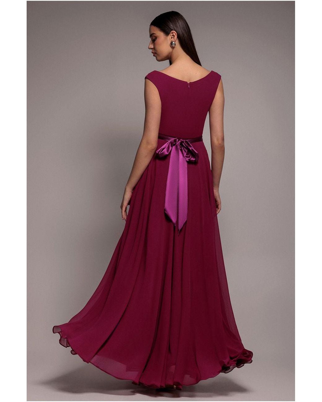 Goddiva Pink Cowl Neck Chiffon Maxi Dress