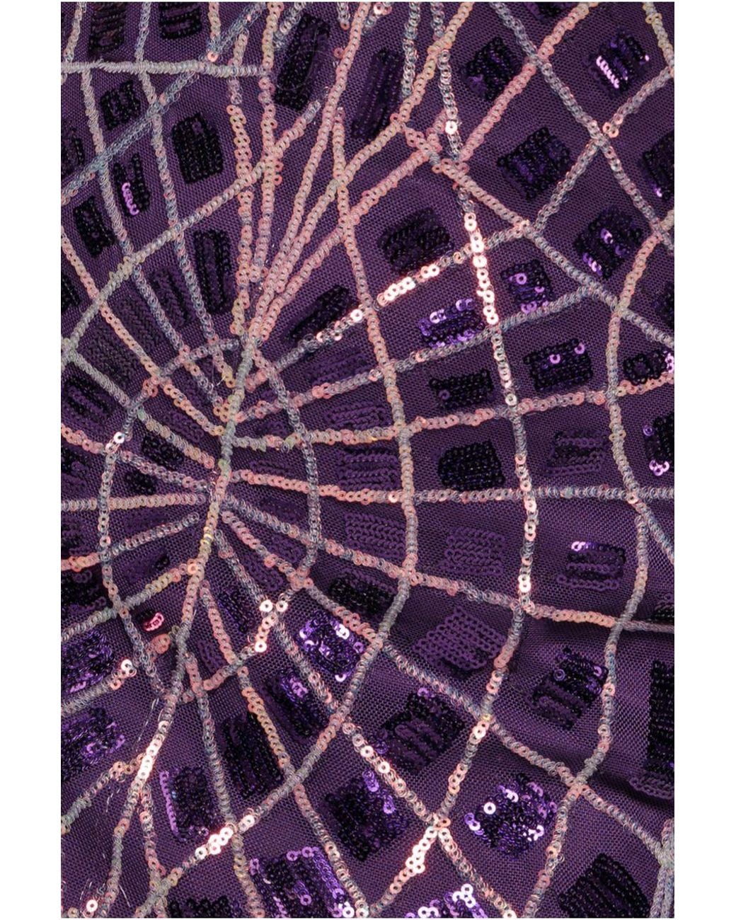 Goddiva Purple Geo Sequin Long Sleeve Maxi Dress