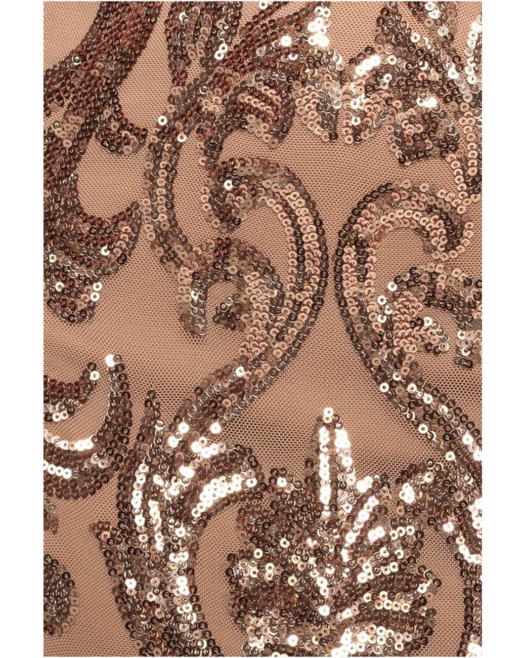 Goddiva Multicolor Embroidered Sequin & Mesh Maxi Dress