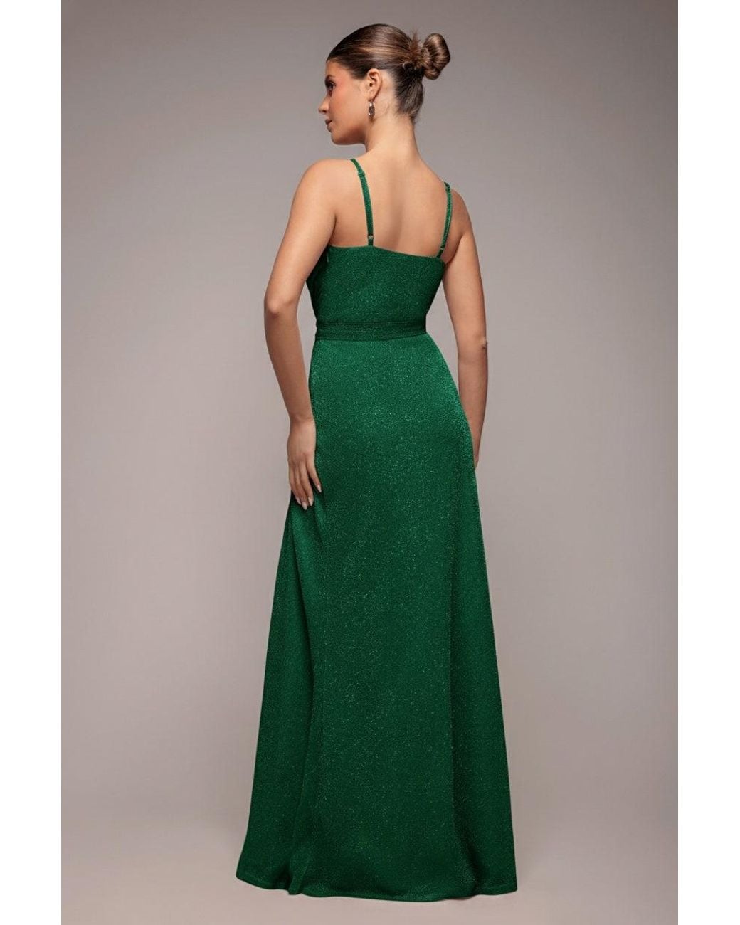 Goddiva Green Wrap Style Spaghetti Strap Maxi With Split