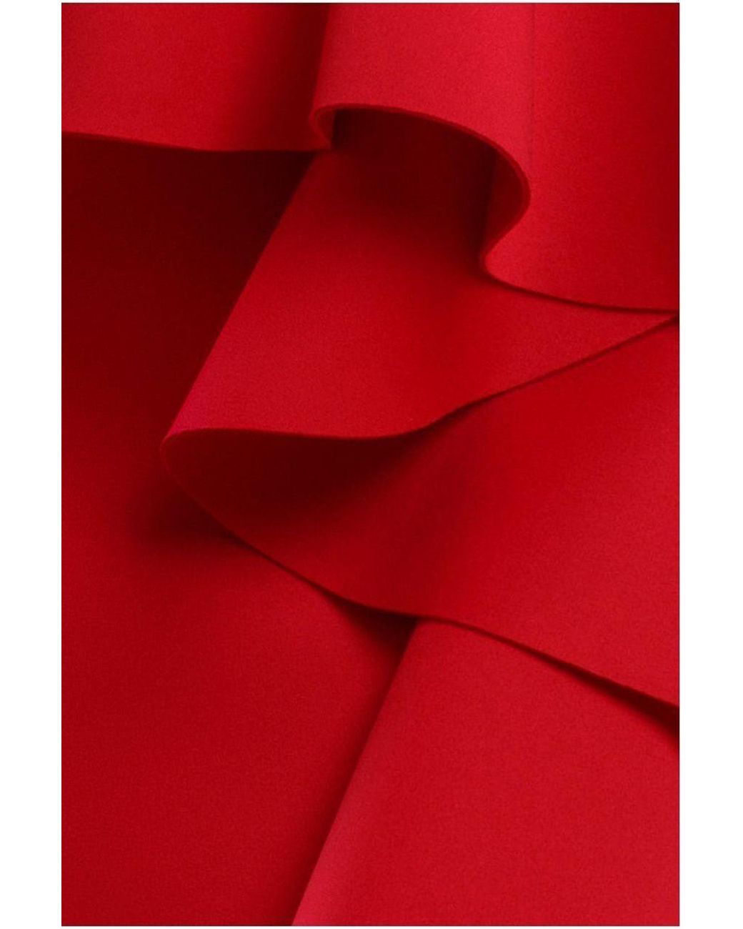 Goddiva Red Boobtube Peplum Waterfall Frill Maxi Dress