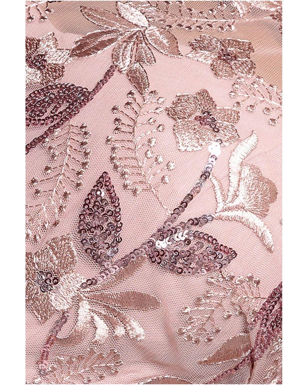 Goddiva Pink Embroidered Top Chiffon Pleated Midi