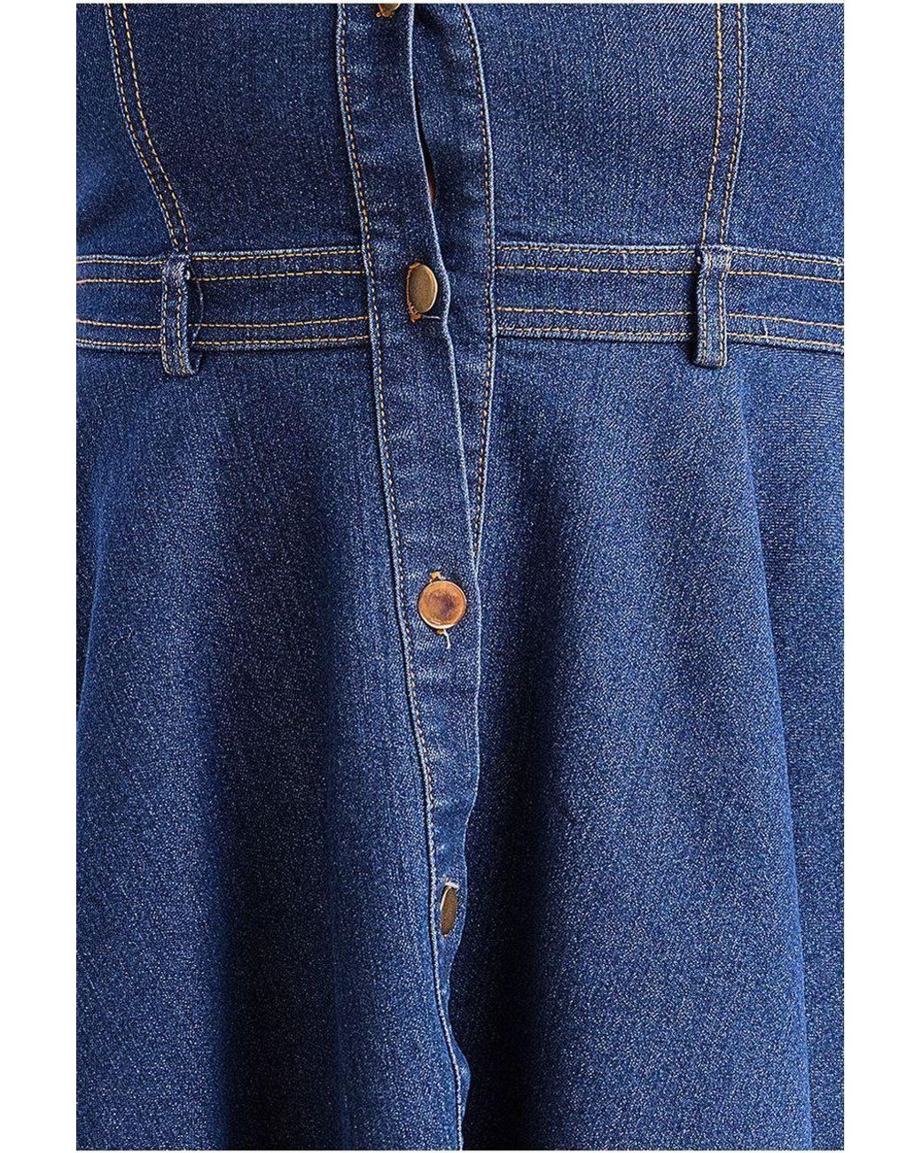 Goddiva Blue Denim Sleeveless High And Low Midaxi Dress