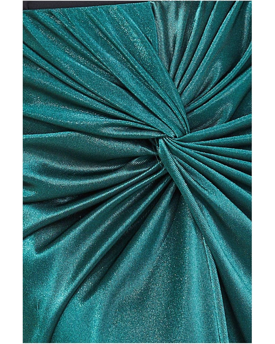 Goddiva Blue Satin Knotted Midi Skirt