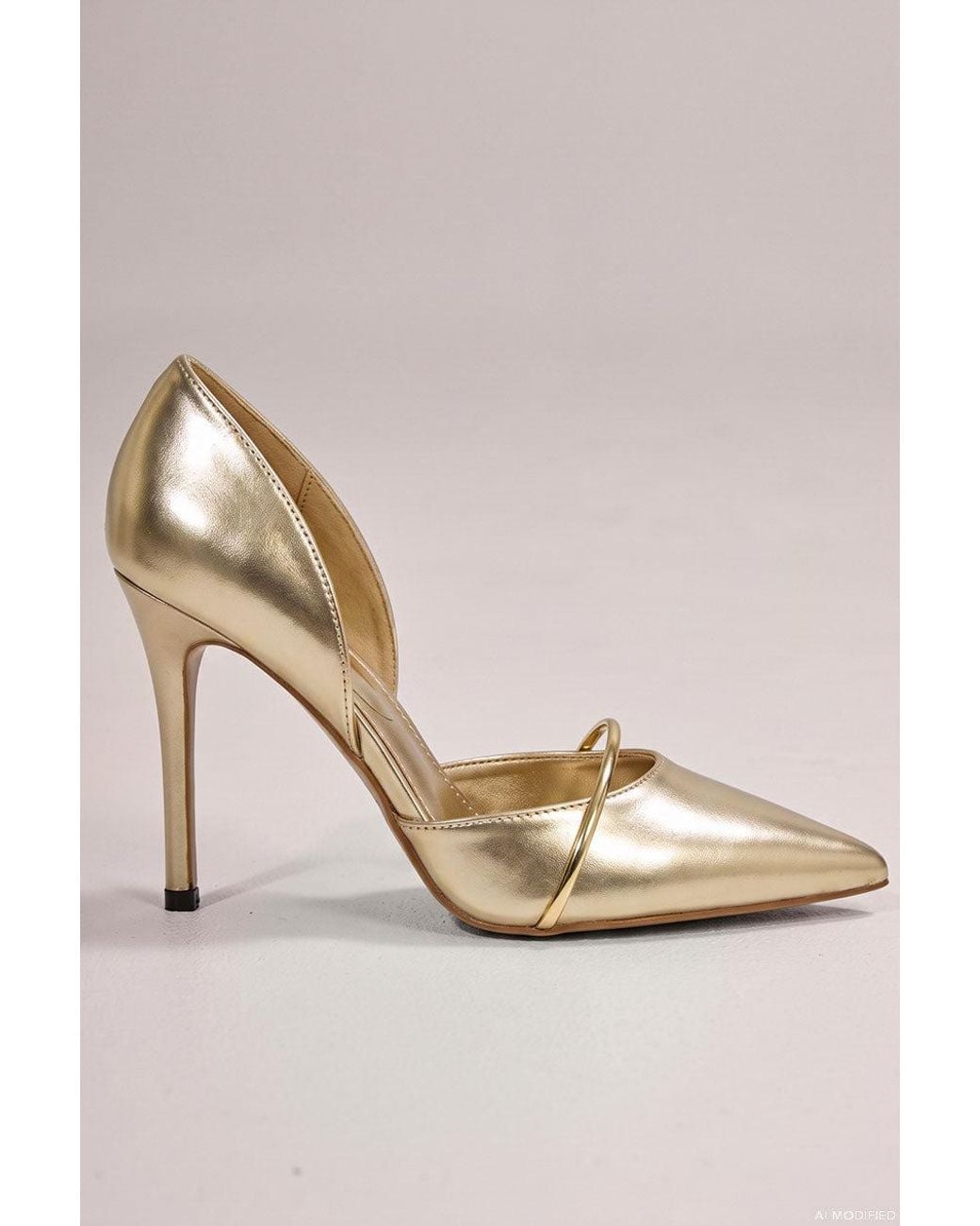 Goddiva Brown Pointed Toe With Strap Stiletto High Heel