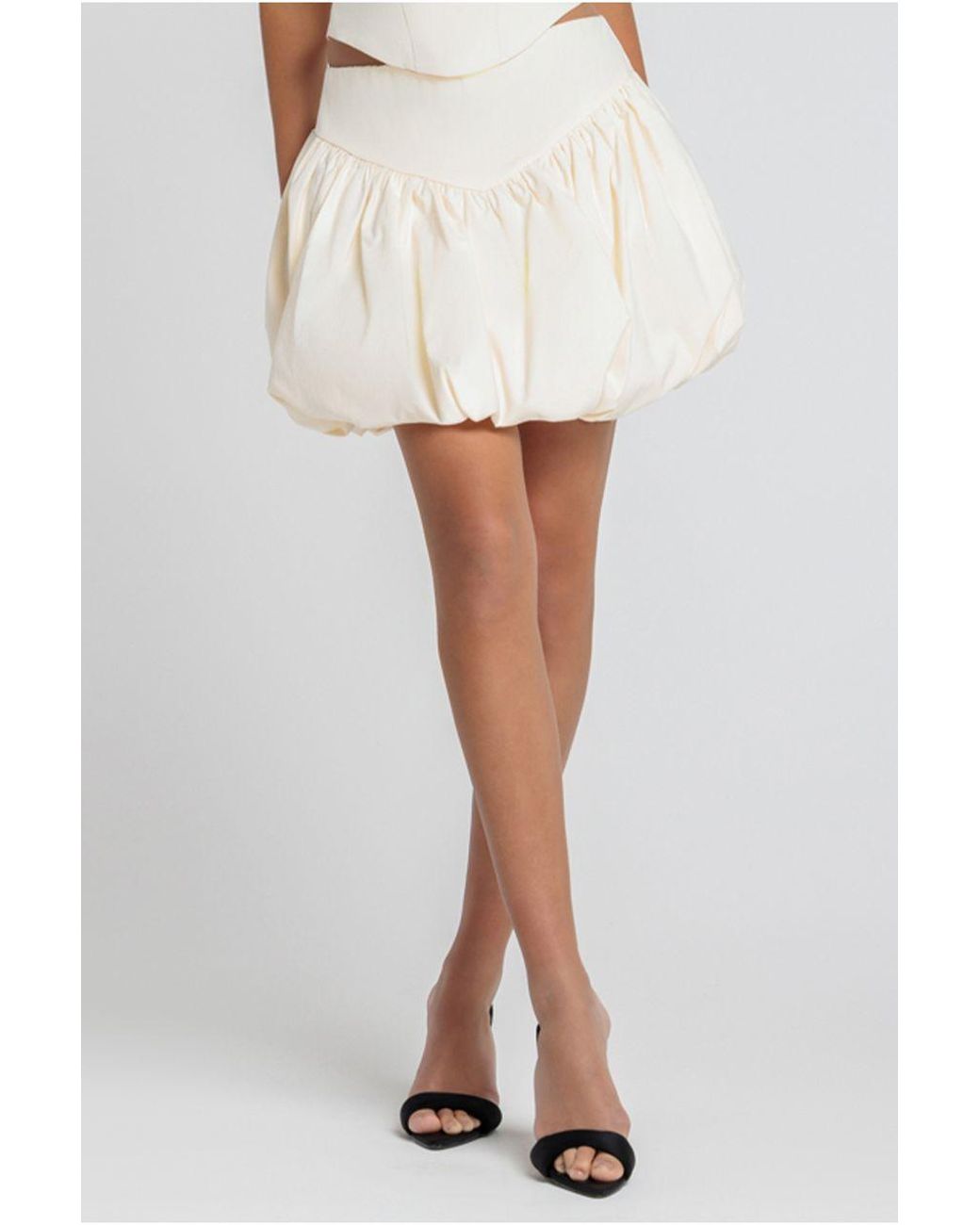 Goddiva White Bengaline Balloon Mini Skirt