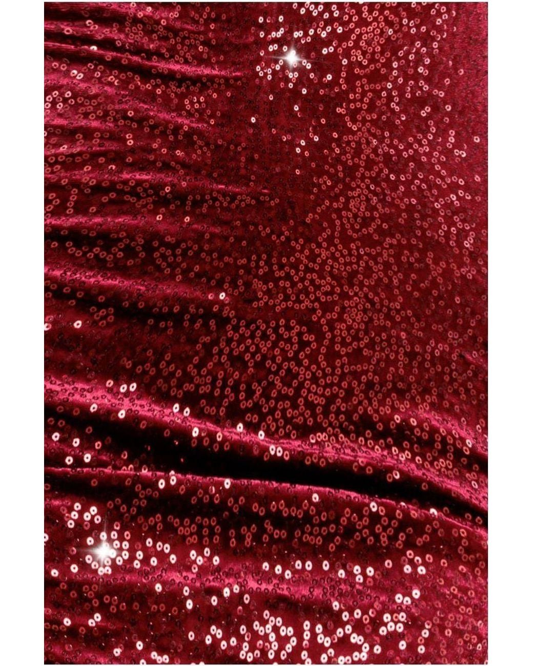 Goddiva Red Bandeau Sequin & Velvet Midi Dress
