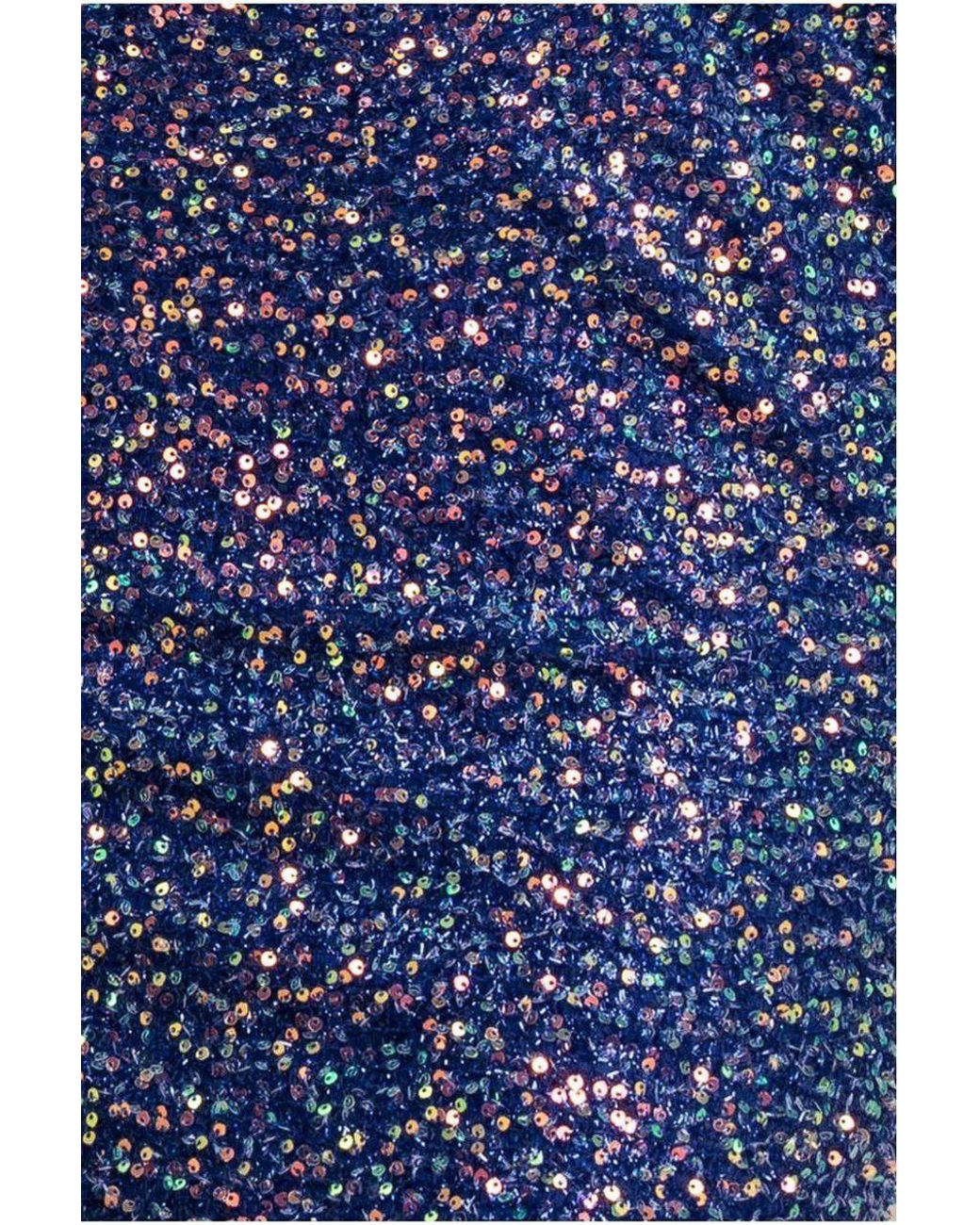 Goddiva Blue Sequin Cowl Neck Midi Dress
