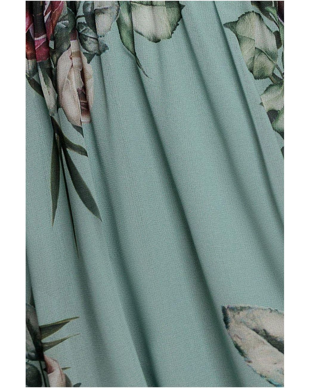 Goddiva Green Floral Flutter Sleeve Chiffon Midi Dress