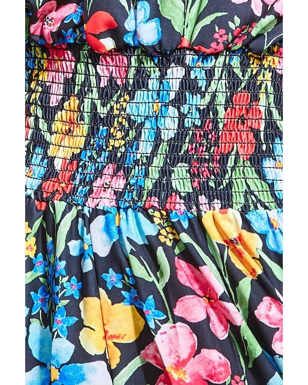 Goddiva Blue Off The Shoulder Floral Midi Dress