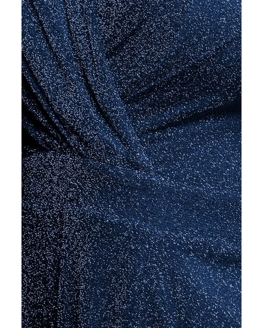 Goddiva Blue Crossover Lurex Glitter Maxi Dress
