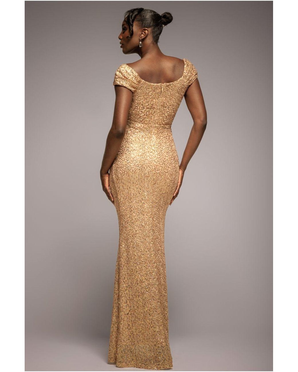 gold wedding dresses online Fitted Sequin Gown by Elizabeth KGL3008