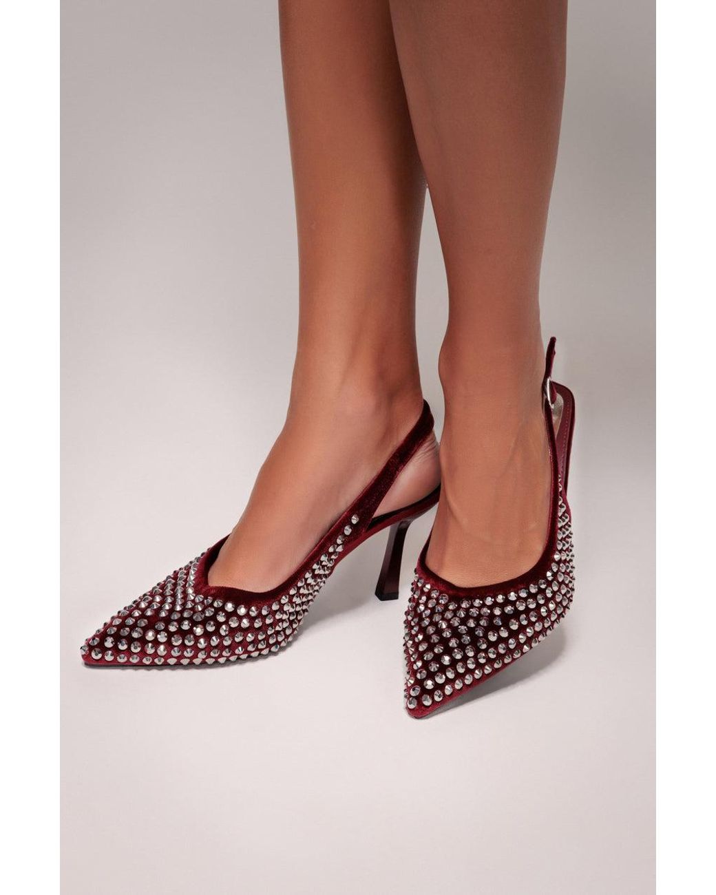 Goddiva Multicolor Rhinestone Slingback Heeled Court Shoes