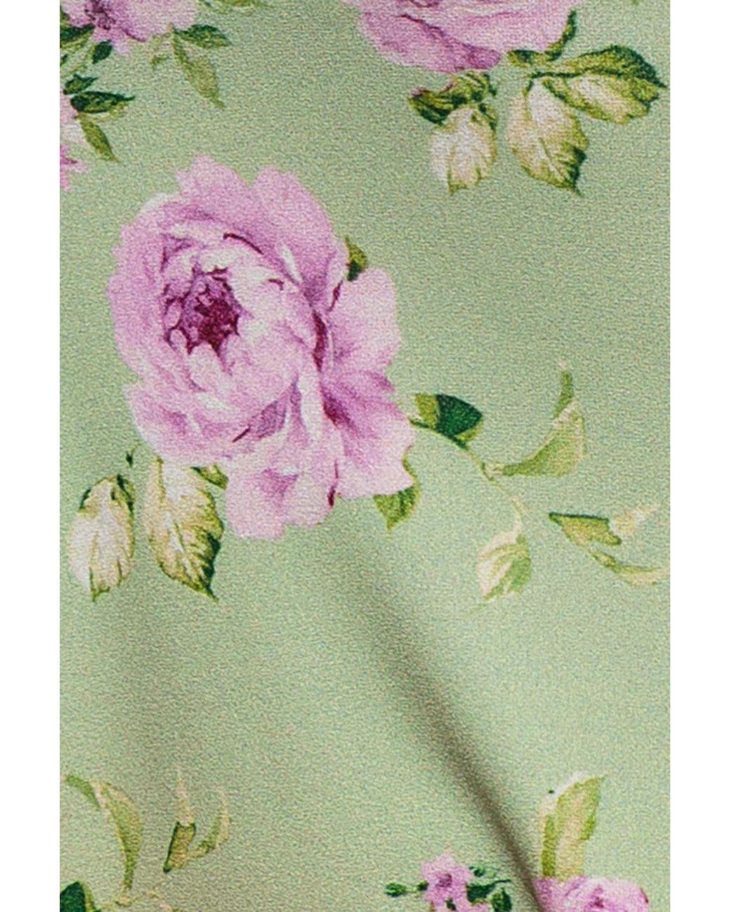Goddiva Green Floral Printed Flared Sleeve Midi