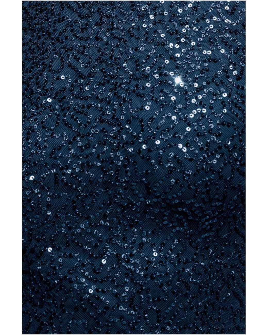 Goddiva Blue Cowl Back Sequin Maxi