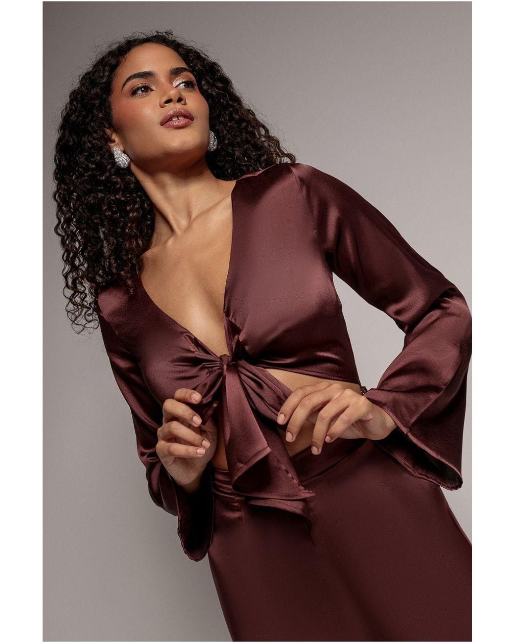 Goddiva Red Cut Out Satin Jumpsuit