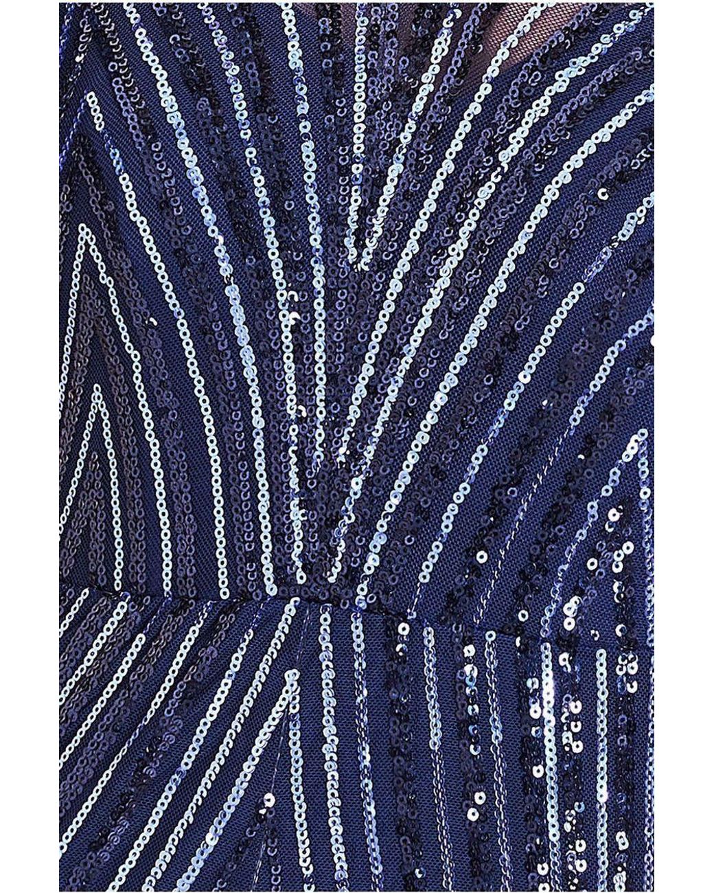 Goddiva Blue Modesty Two Toned Sequin Maxi