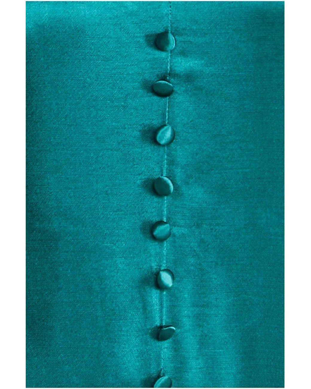 Goddiva Green Satin Viscose Front Buttoned Dipped Hem