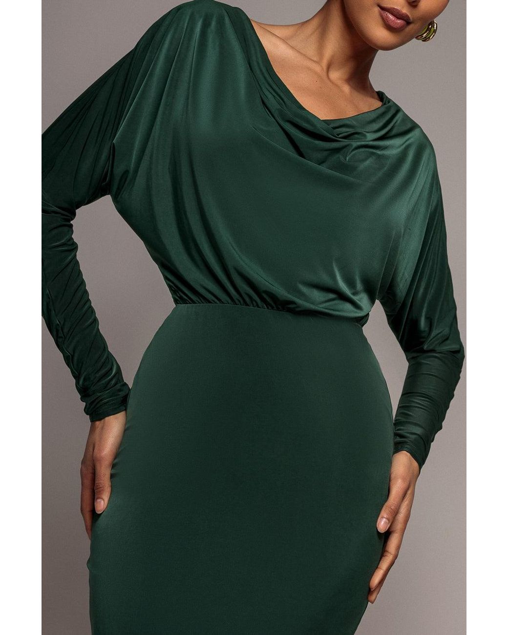 Goddiva Green Reversible Blouson Kimono Sleeve Maxi Dress