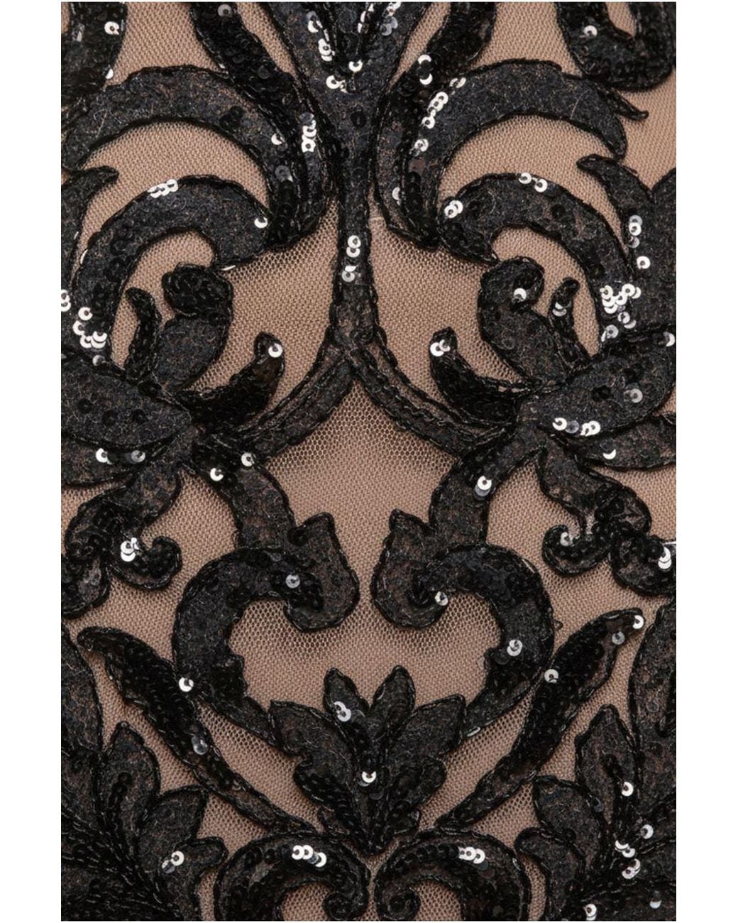 Goddiva Black Square Neck Scalloped Lace Maxi