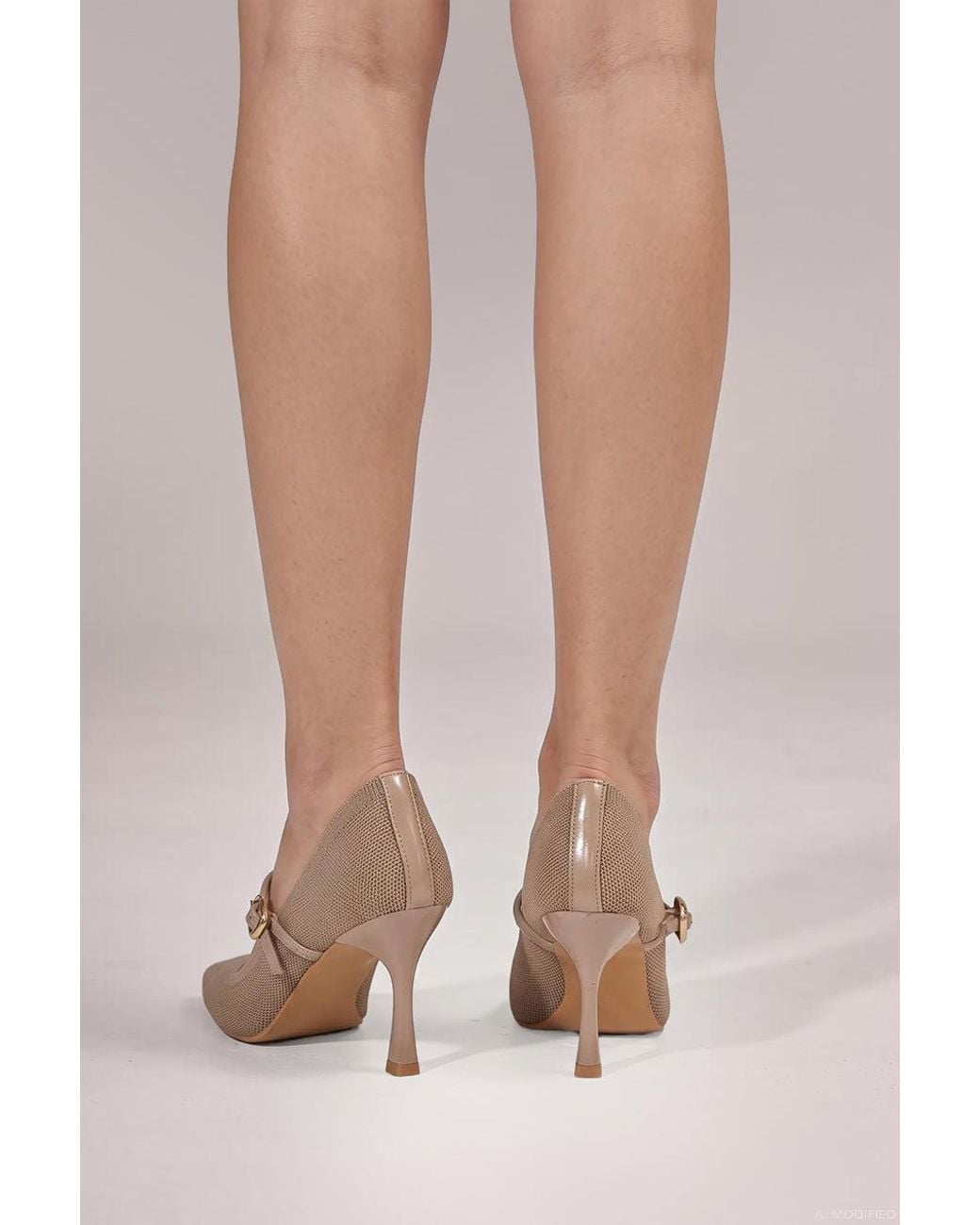 Goddiva Brown Pointed Toe Mary Jane High Court Heels