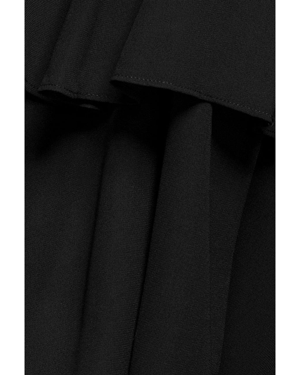 Goddiva Black Tiered Chiffon Wrap Midi Dress