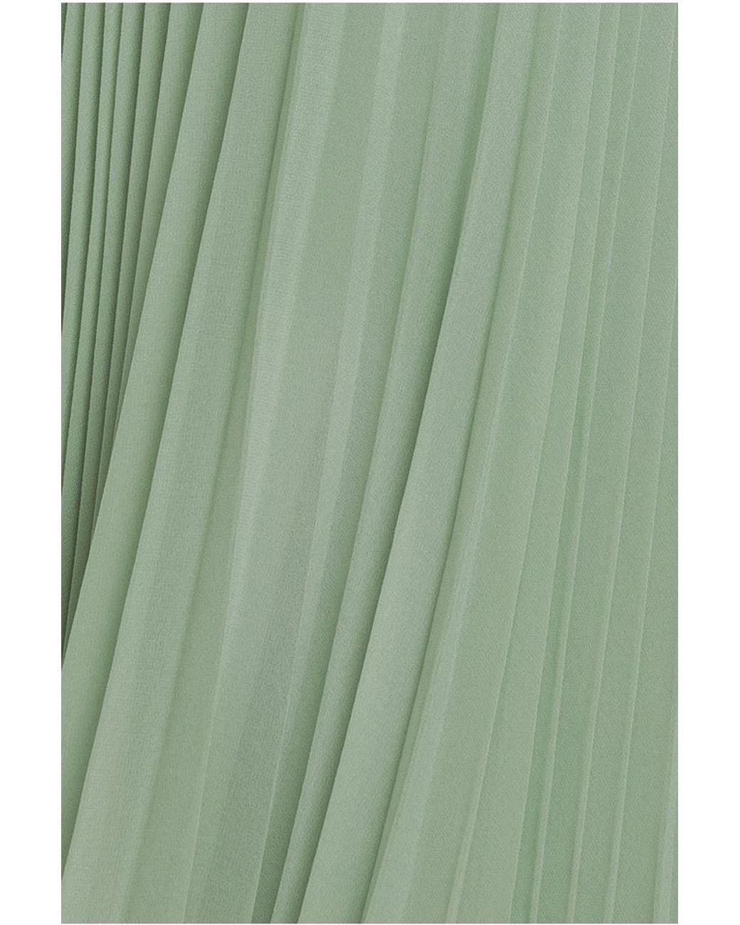 Goddiva Green Cowl Neck Pleated A-Line Chiffon Midi Dress