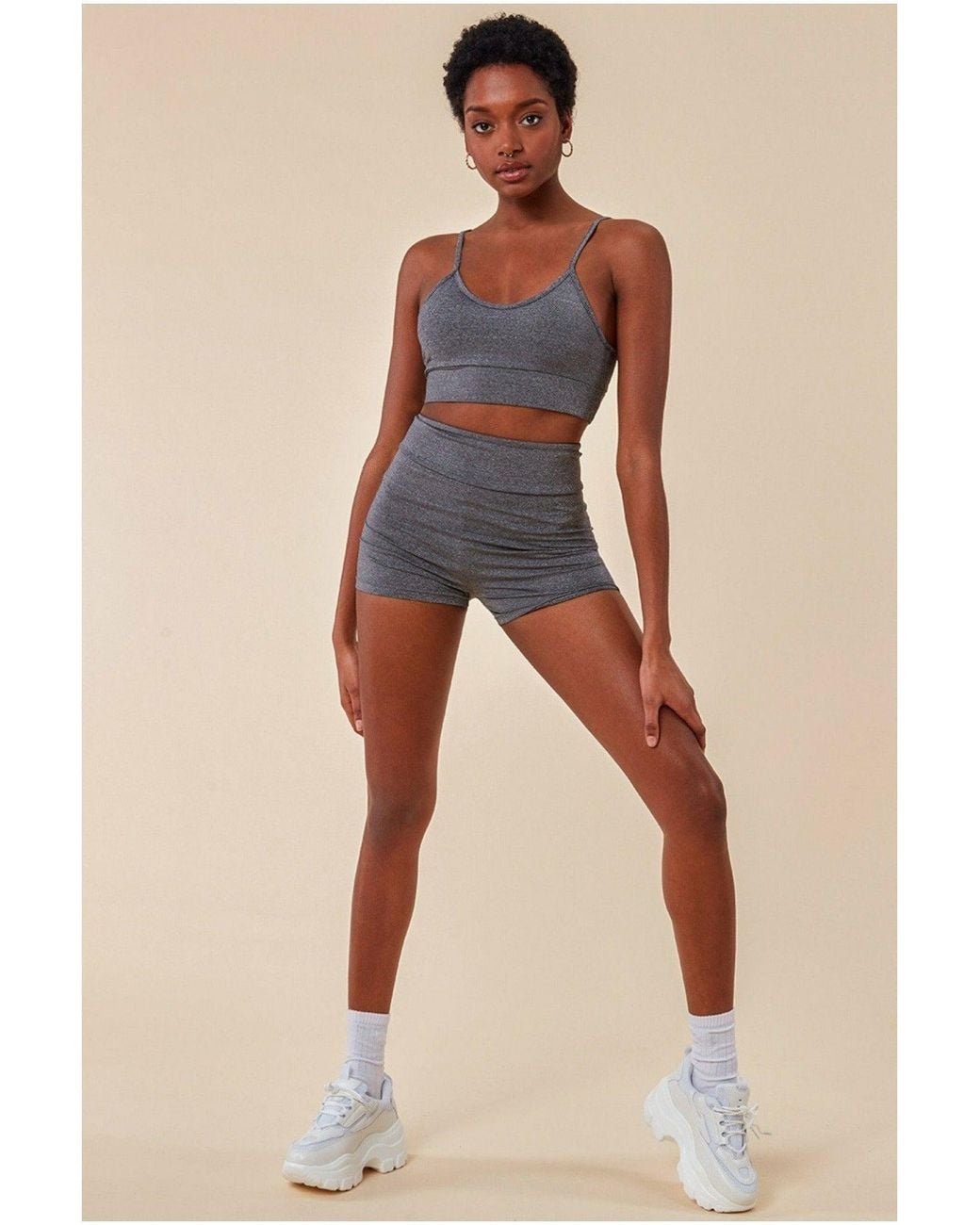 Cosmochic Natural Cropped Bralette & Cycle Short Set