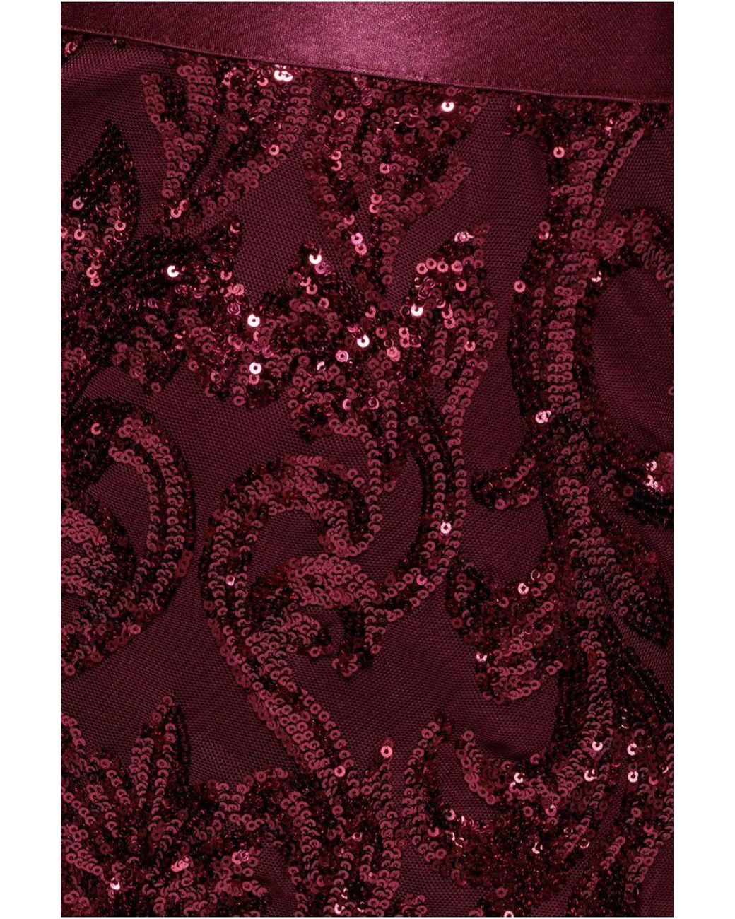 Goddiva Red Sequin & Mesh Midi Dress
