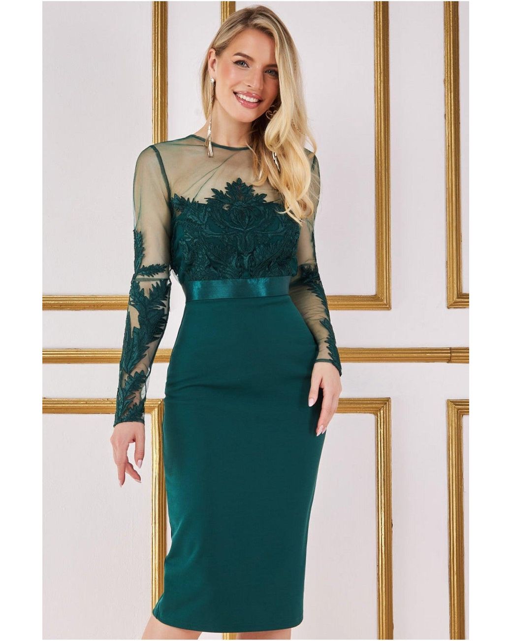Goddiva embroidered midi dress deals