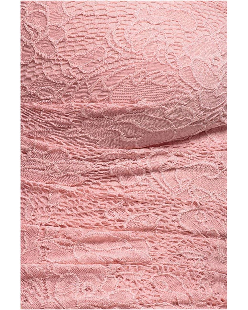 Goddiva Pink One Shoulder Cape Sleeve Pleated Lace Maxi Dress