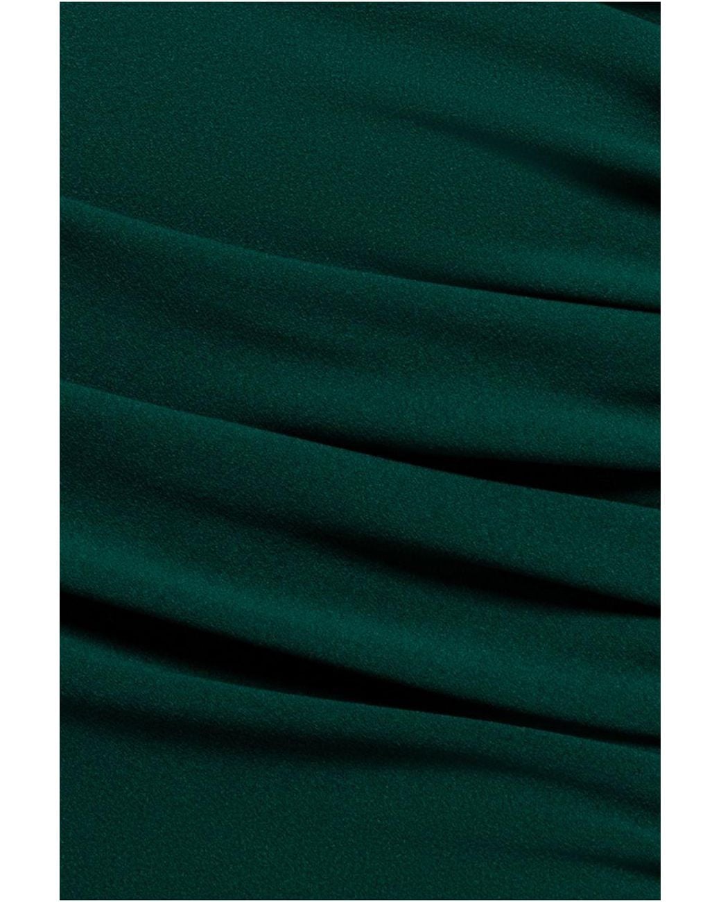 Goddiva Green Pleated One Shoulder Bardot Fit And Flare Maxi Dress