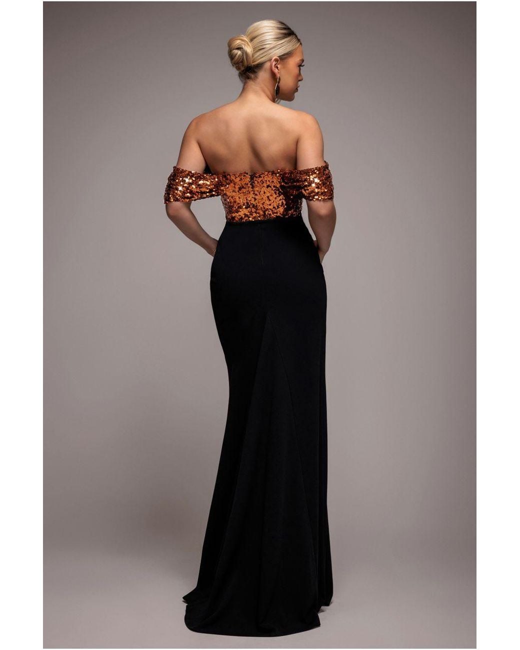 Goddiva Multicolor Corset Sequin Wing Bodice Scuba Skirt Maxi Dress
