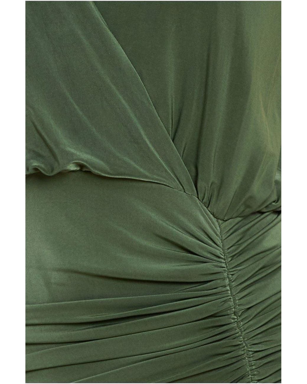 Goddiva Green Front Wrap Gathered Maxi Dress