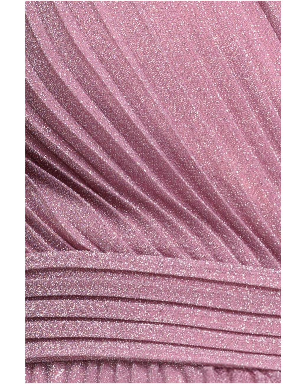 Goddiva Pink Sleeveless Pleated A Line Lurex Maxi Dress