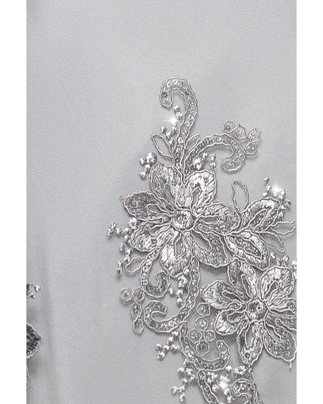 Goddiva Gray Pleated Satin Bodice High And Low Dress