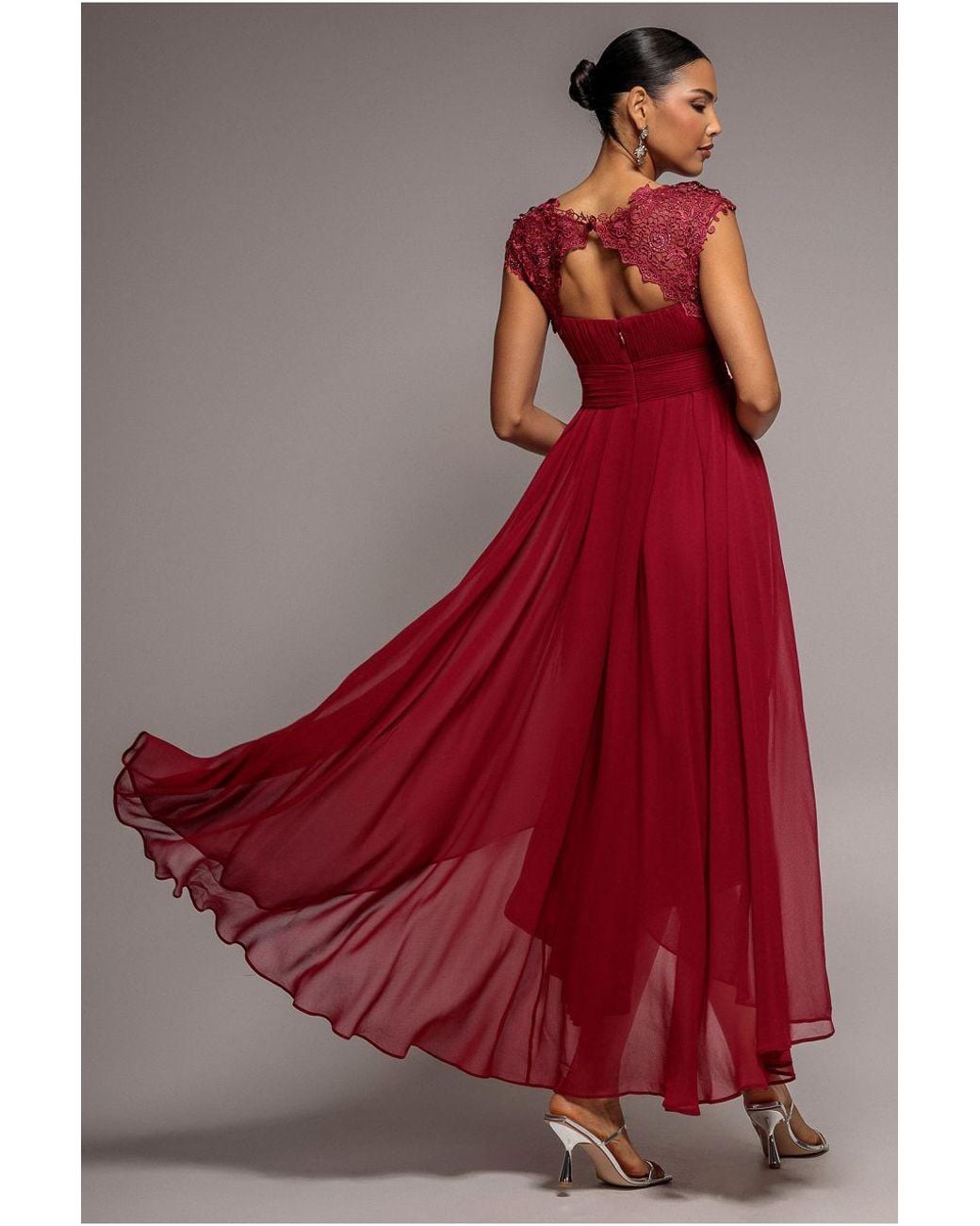Goddiva Pink Crochet & Pleated Top High Low Maxi
